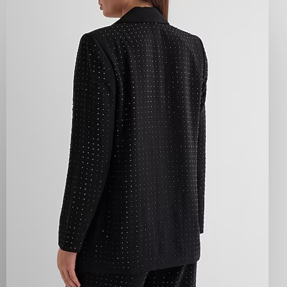 EXPRESS: Rhinestone Studded Notch Lapel Boyfriend Blazer - Picture 2 of 5